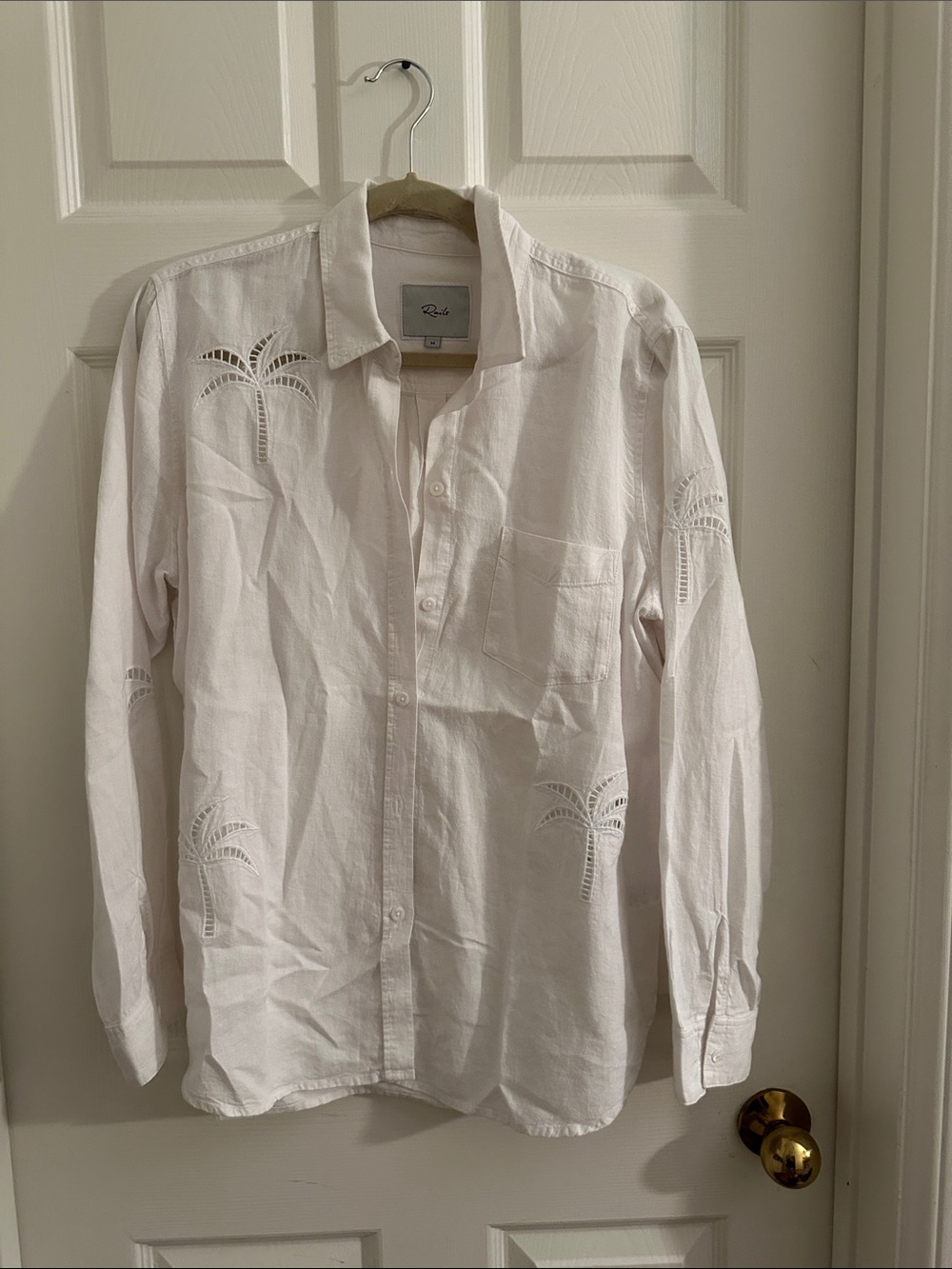 Palm-Embroidered women Button-Up top